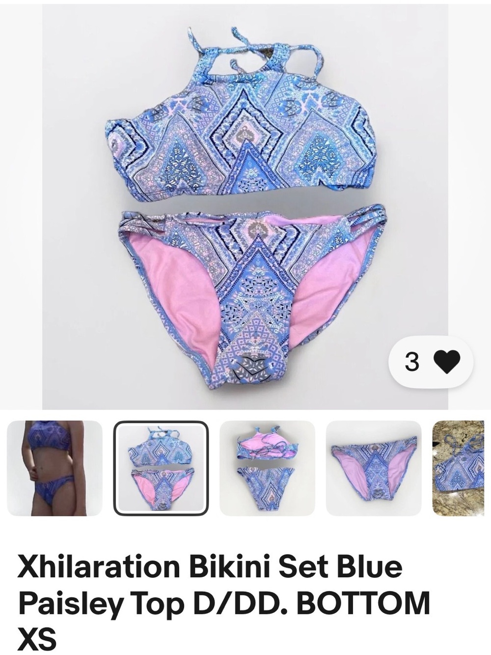 XS D/DD blue bikini set